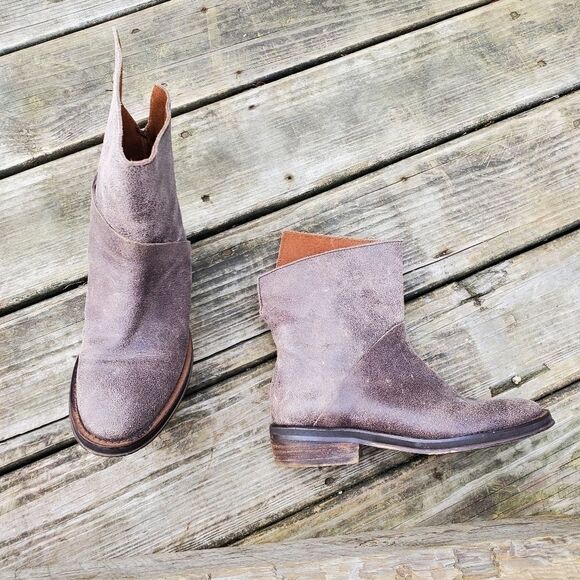 Anthropologie 67 Sixty Seven Brown Distressed Crackled Leather Ankle Boots 36 - Picture 2 of 12